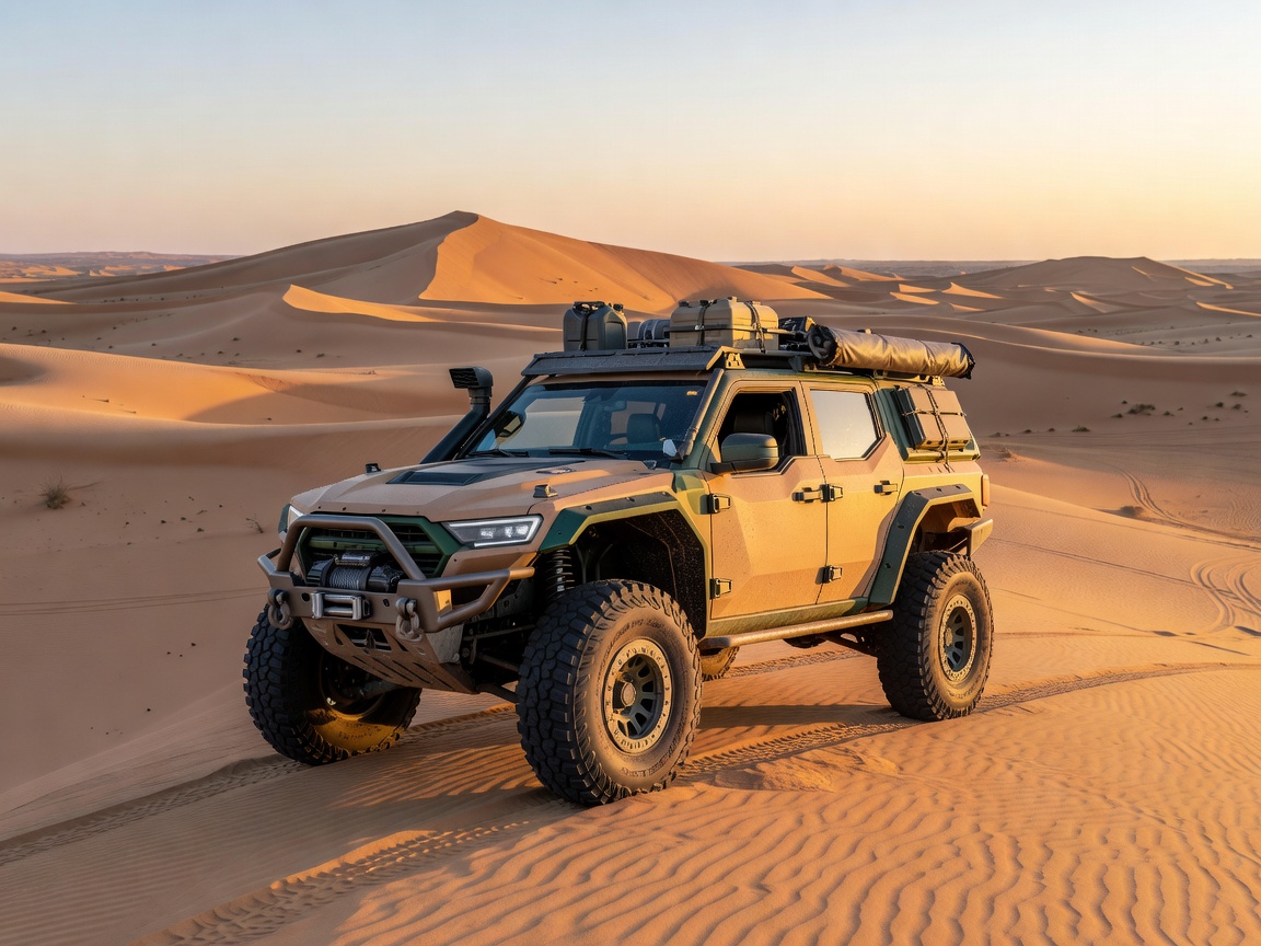 Portalvibly Vanguard IX Custom 4x4 Overland Vehicle on desert sand dunes